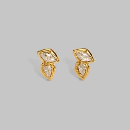 Pia Double CZ Stud Earrings | Gold Hue