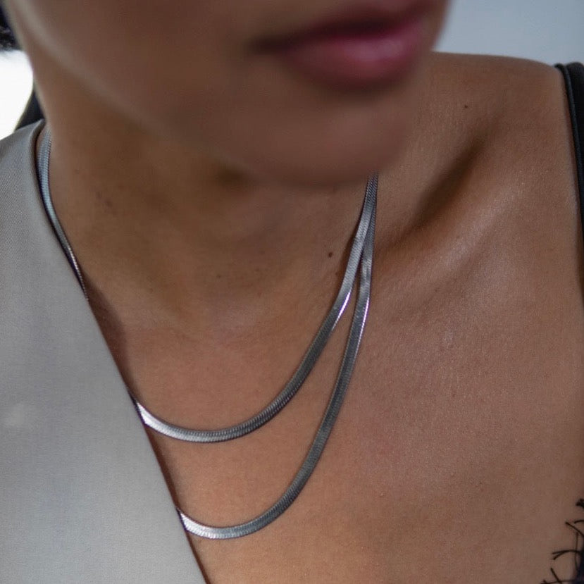 Tracy Herringbone Necklace | Silver