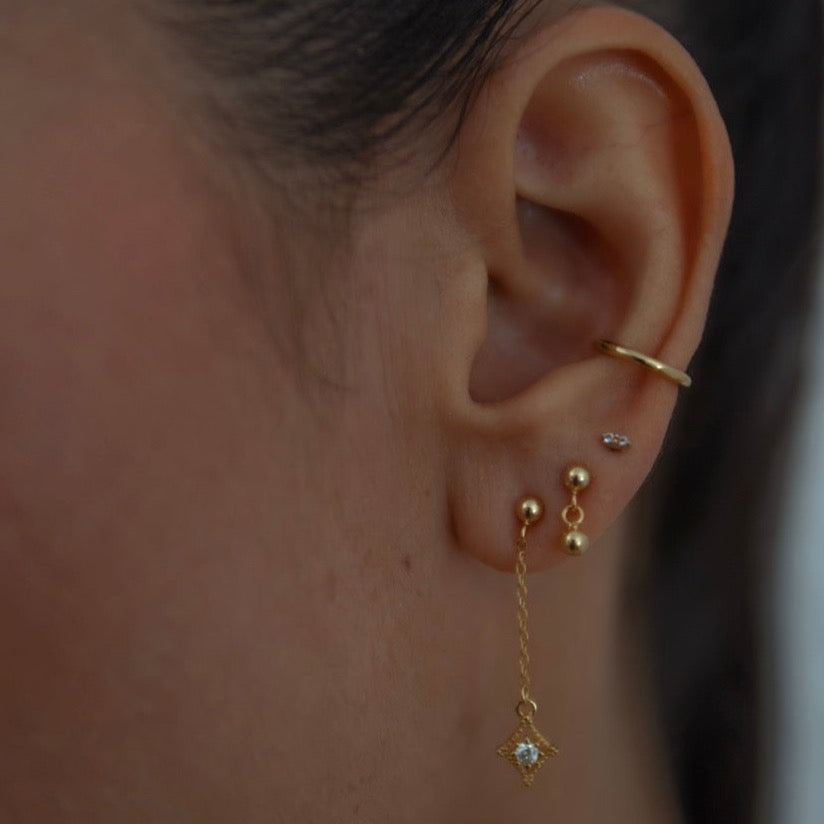 Peyton Double Ball Stud Earring | Gold