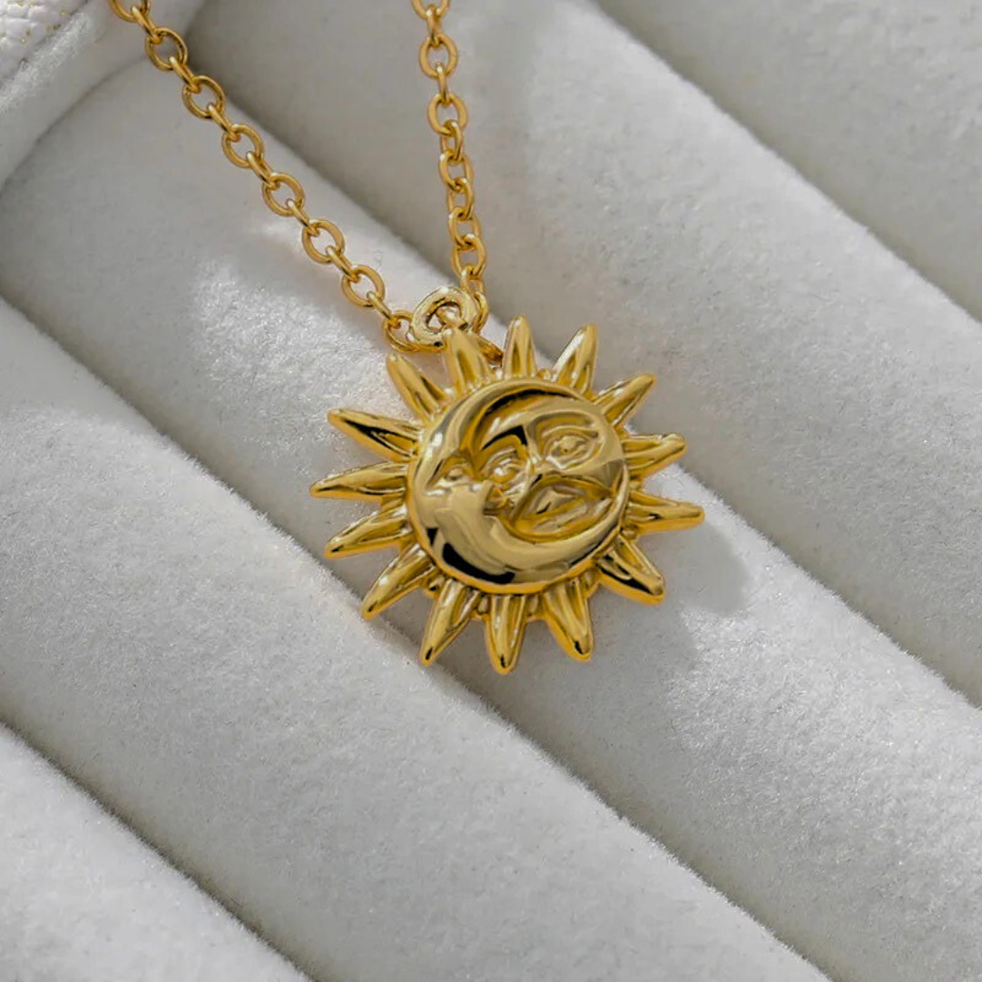 Interlocking Pave Sun & Moon Eternity Necklace | Caitlyn Minimalist