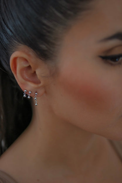 Peyton Double Ball Stud Earring | Silver