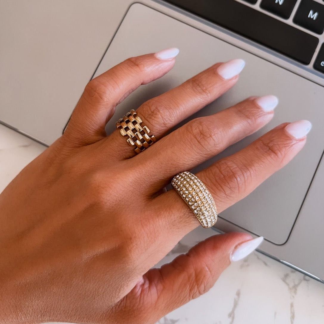 Ebony Micro Pave Cubic Zirconia Dome Ring