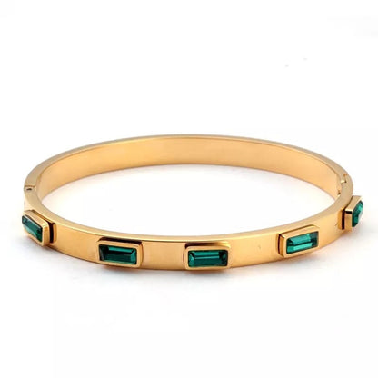 Helen Baguette Green CZ 6mm Bangle