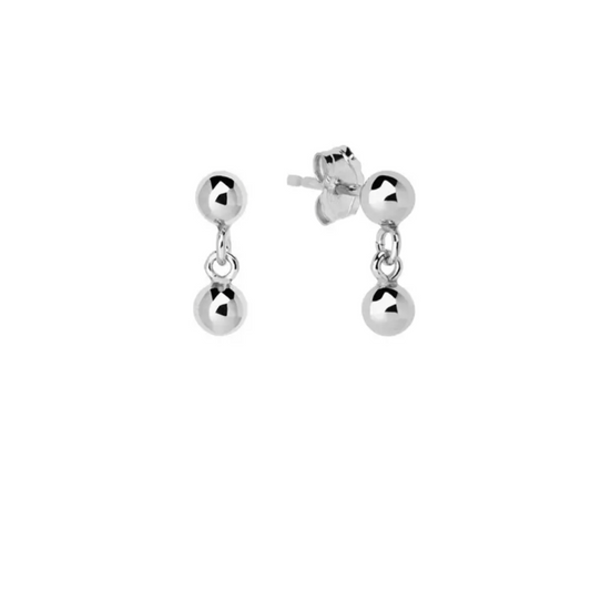 Peyton Double Ball Stud Earring | Silver