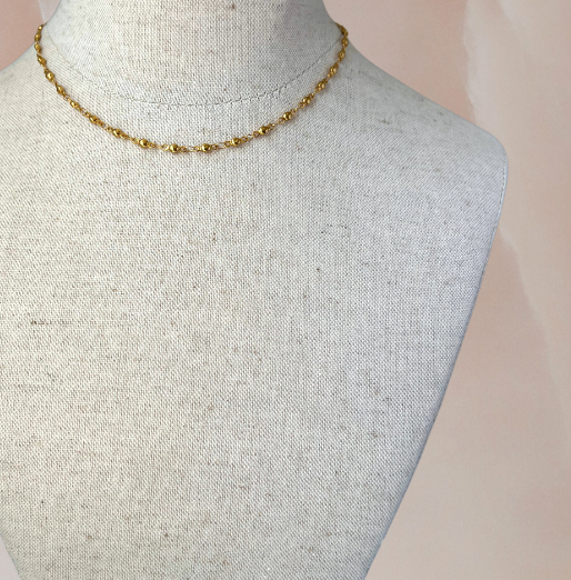 Cait Dainty Flat Ball Necklace | Gold